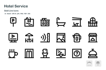 Hotel Service Mini Bold Line Vector Icons
