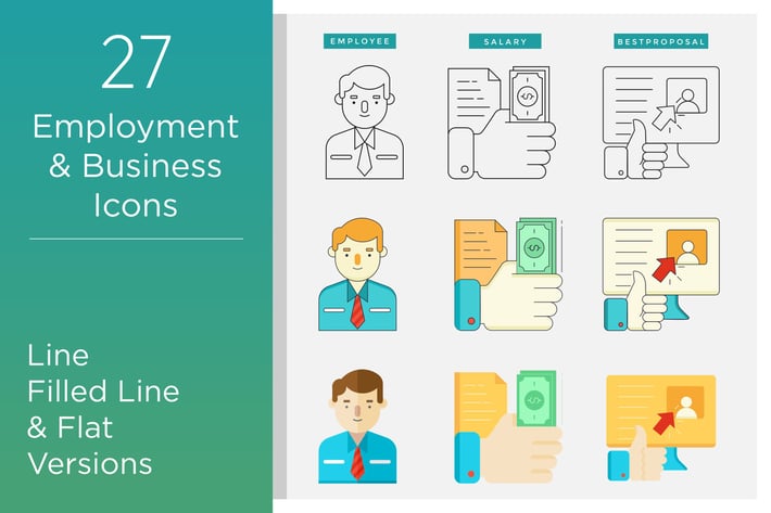 BUSINESS EMPLOYMENT ICON SET