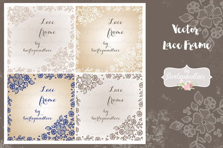 Vector floral lace frame