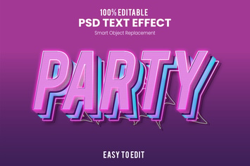 Retro Party 3D Text Effect PSD 