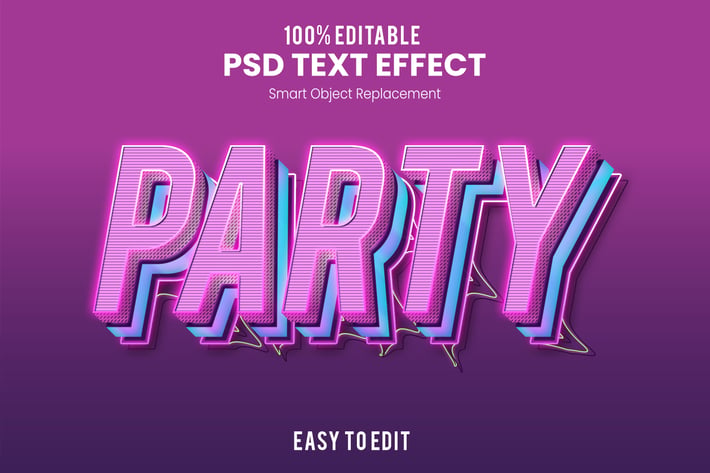 Retro Party 3D Text Effect PSD 