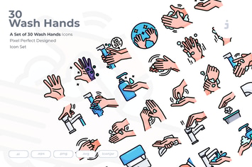 30 Wash Hands Icons