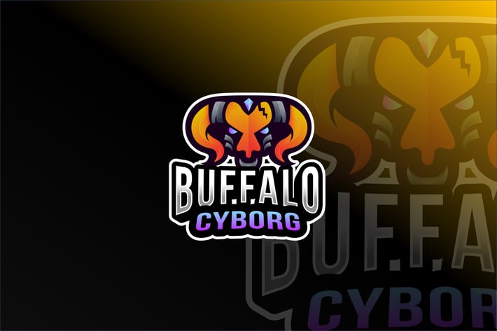 Buffalo Cyborg Esport Logo Template