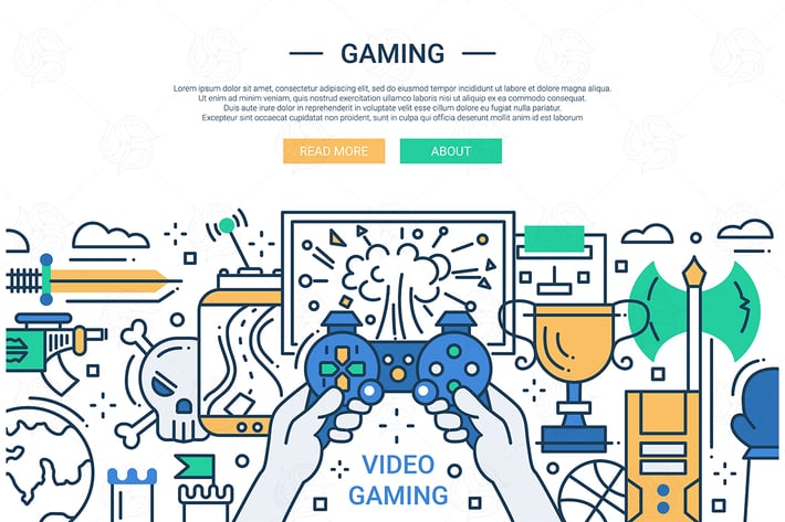 Video Gaming - line design website banner