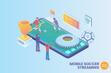 Isometric Soccer Streaming Vector Concept