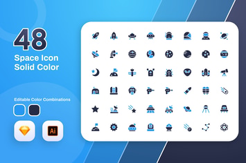 Space Solid Color Icon Set