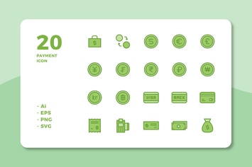 20 Payment Icons (Lineal Color)