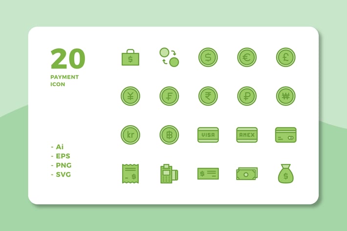 20 Payment Icons (Lineal Color)