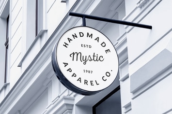 Outdoor Hanging Logo Sign Mockup #19