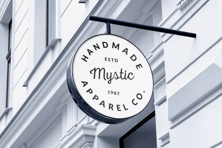 Outdoor Hanging Logo Sign Mockup #19