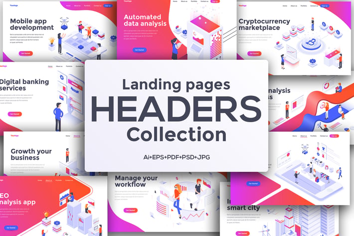 Modern Flat Design Isometric Concepts