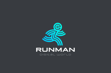 Logo Running Man Run Delivery Digital Technology