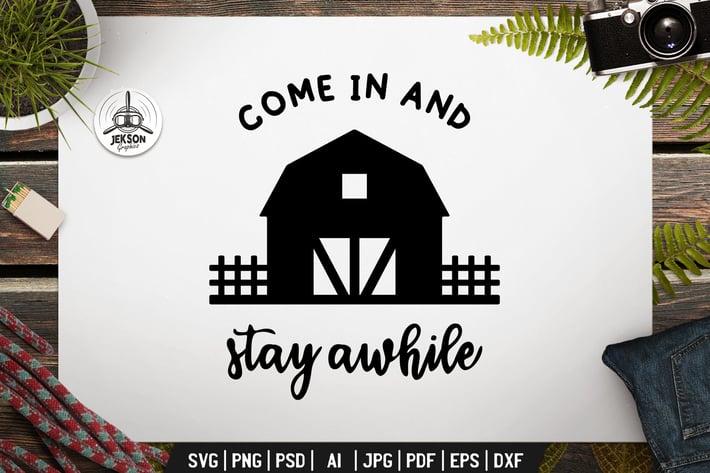 Farmhouse Badge Design. Silhouette Farming Label