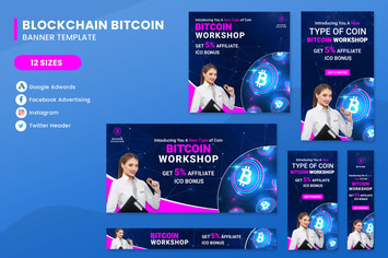 Blockchain Coin Banners Ad Set Template