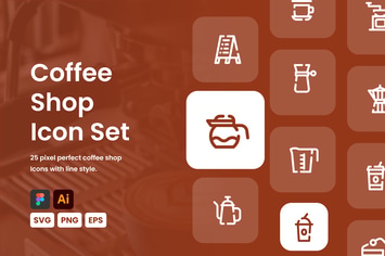 Coffee Shop Line Icon Set