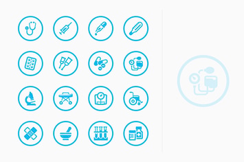 Medical Equipment & Supplies Icons - Blue Circles