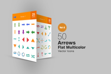 50 Arrows Flat Multicolor Icons