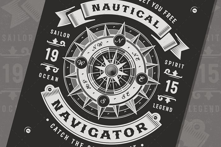 Vintage Nautical Navigator Typography