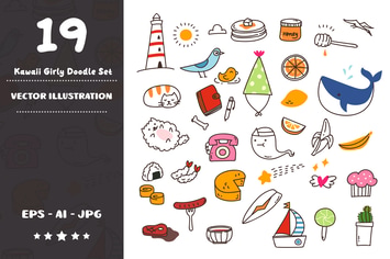 Kawaii Girly Doodle Set