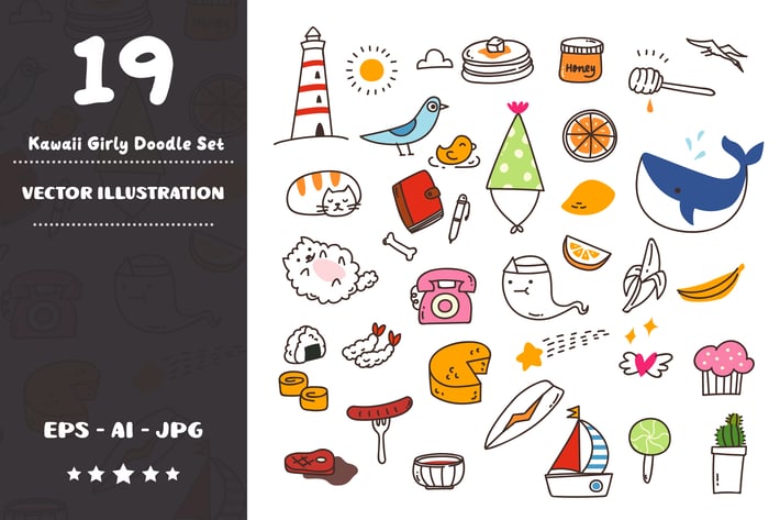 Kawaii Girly Doodle Set