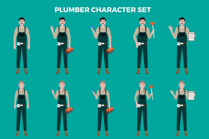 Plumber Character Set – Illustrations