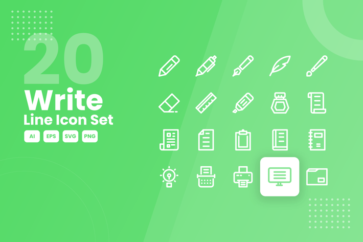 20 Write Line Icon Set