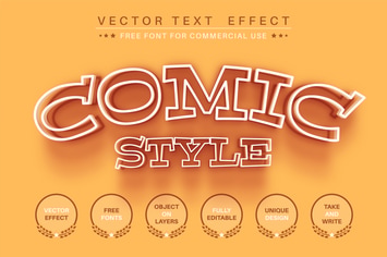 Comic line - editable text effect, font style