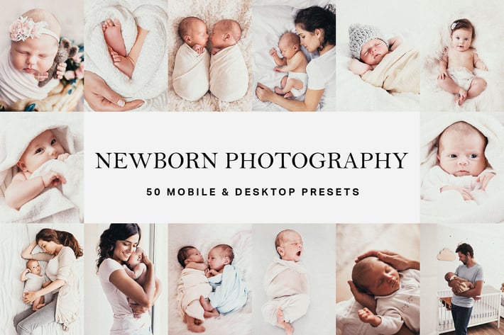 50 Newborn Baby Lightroom Presets and LUTs