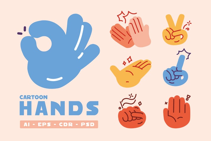Cartoon Doodle Hands Gestures