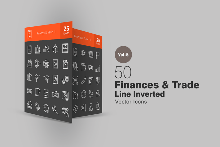 50 Finances & Trade Line Inverted Icons