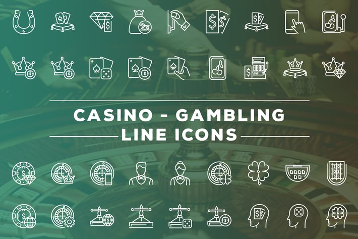 Casino and Gambling Line Icons