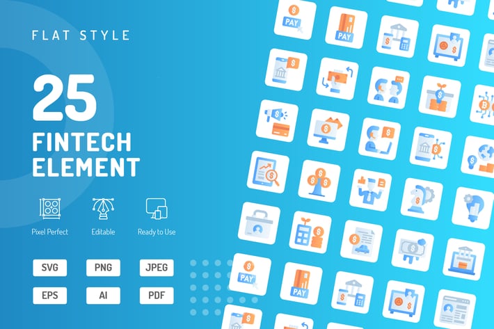 Fintech Element Flat Icons