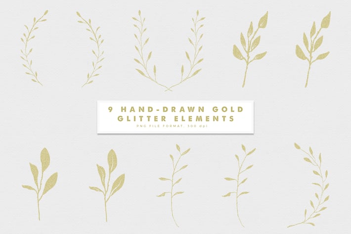 Gold-4 Glitter Hand Drawn Elements