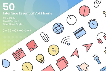 50 Interface Essential Icons Vol 2 - Filled Line