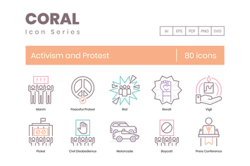 80 Activism and Protest Line Icons