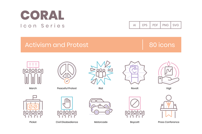 80 Activism and Protest Line Icons