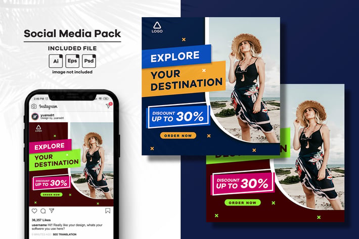 Explore World Social Media Post Template