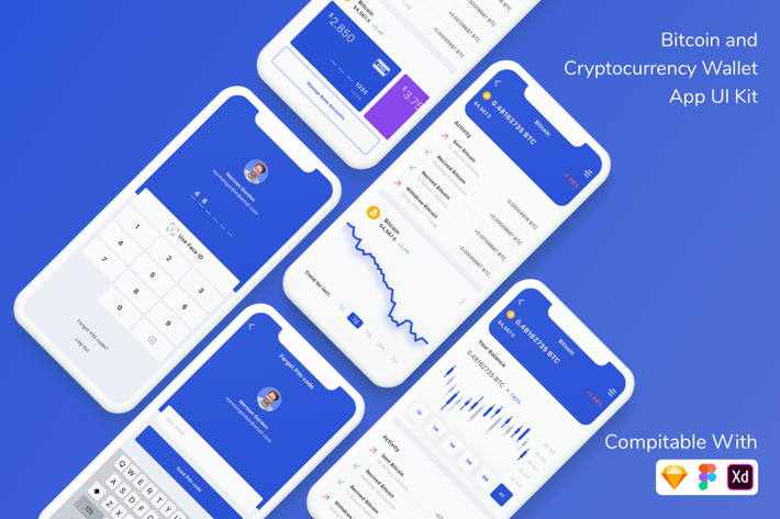 Bitcoin and Cryptocurrency Wallet App UI Kit