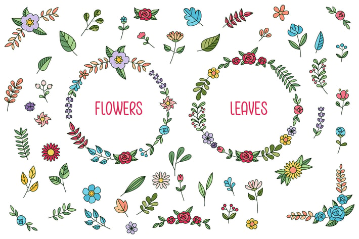 Flower & Leaf Hand Drawn