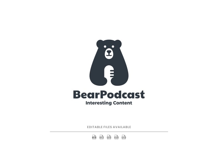 Bear Podcast Space Silhouette Logo