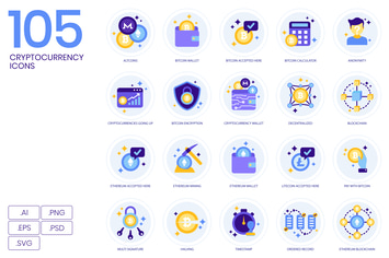 105 Cryptocurrency Icons
