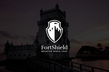 Fortshield : Negative Space Castle Logo