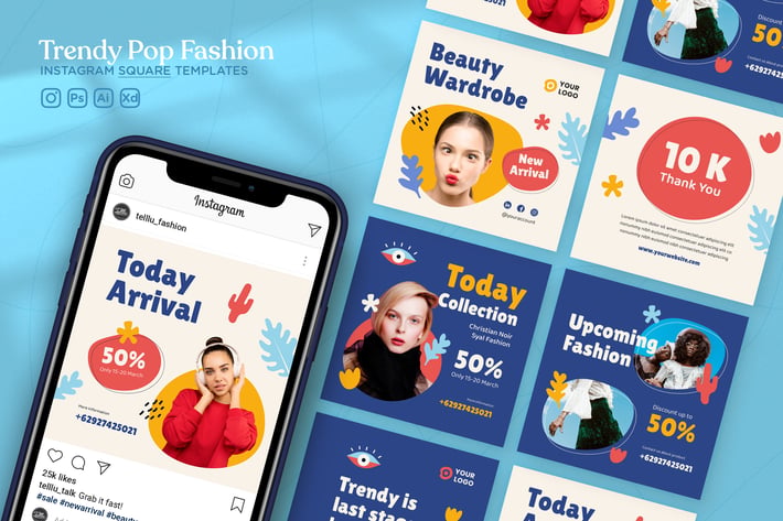 Instagram Square Template Vol.43 Trendy Pop 
