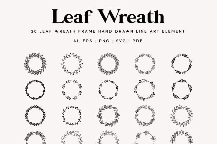 20 Leaves Wreath  and Laurels Element