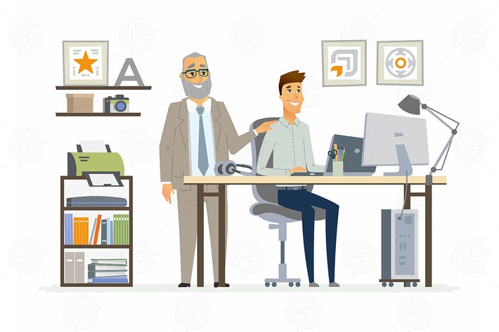 Supervising Staff - vector cartoon illustration