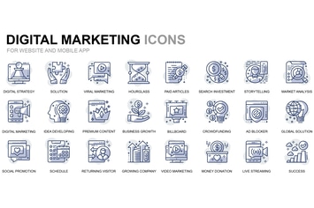 Digital Marketing Thin Line Icons