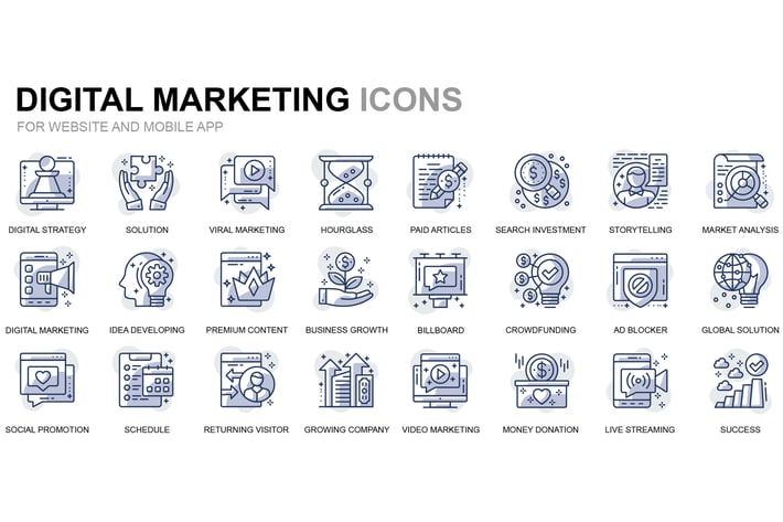 Digital Marketing Thin Line Icons