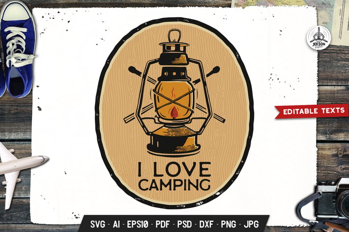 I Love Camp Logo Adventure, Wild Retro Print Shirt