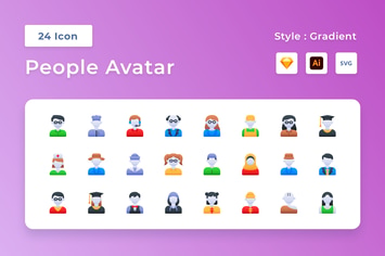 People Avatar Gradient Icon Set