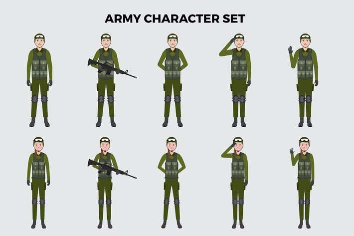 Army Character Set – Illustrations